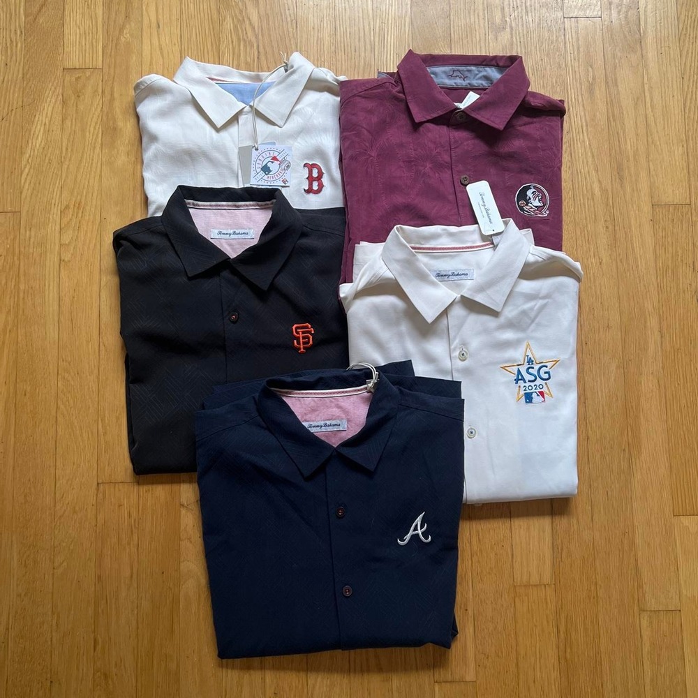 Brand New Tommy Bahama embroidered MLB & college polo shirts bundle